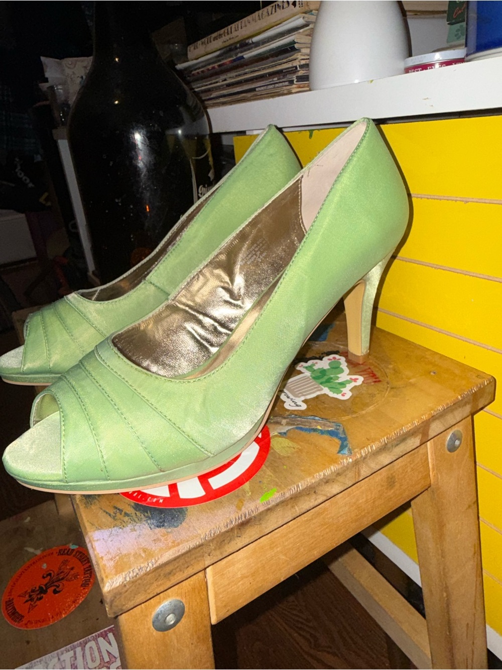 Ladies' Peep-Toe Heels in Light Green
